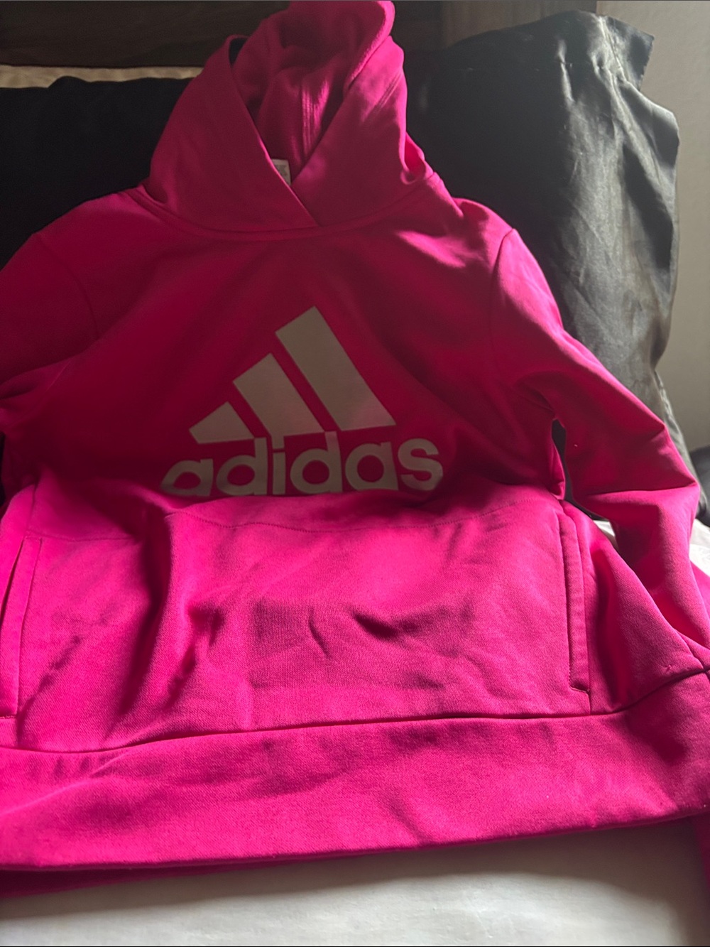adidas Hot Pink Logo Pullover Hoodie